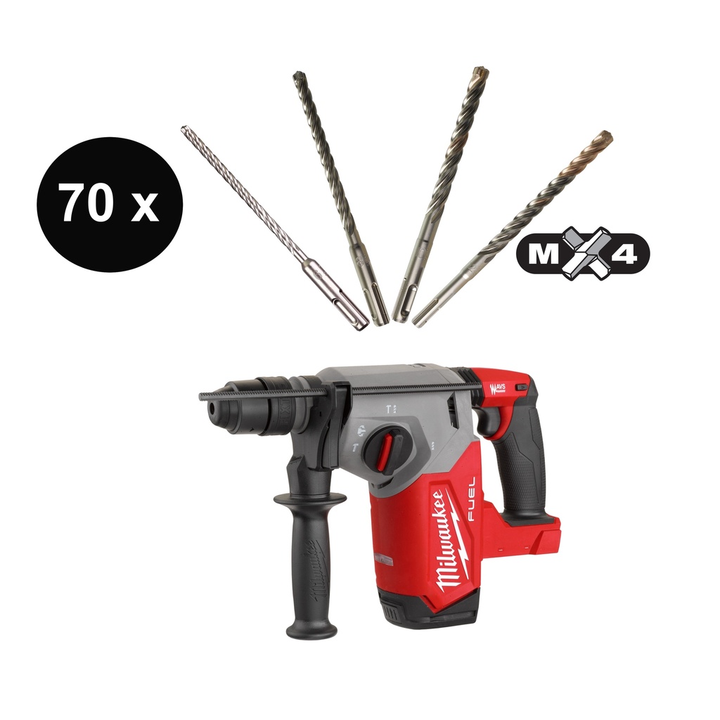 AKTION 70 SDS-Plus MX4Bohrer + Bohrhammer M18FHX-0X + AKKU Starter-Set
